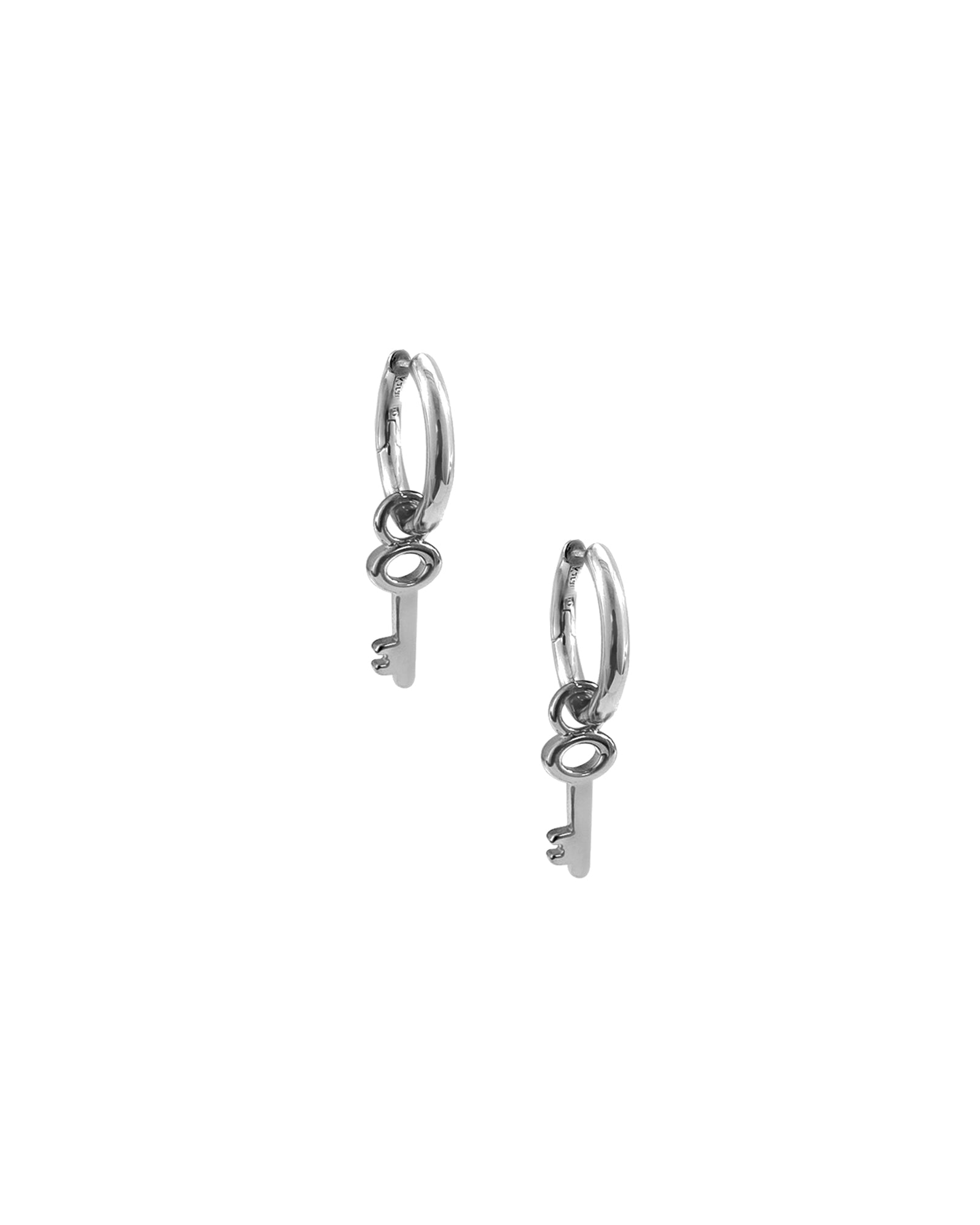 Key Charm Hoops Sterling Silver, Silver Plated
