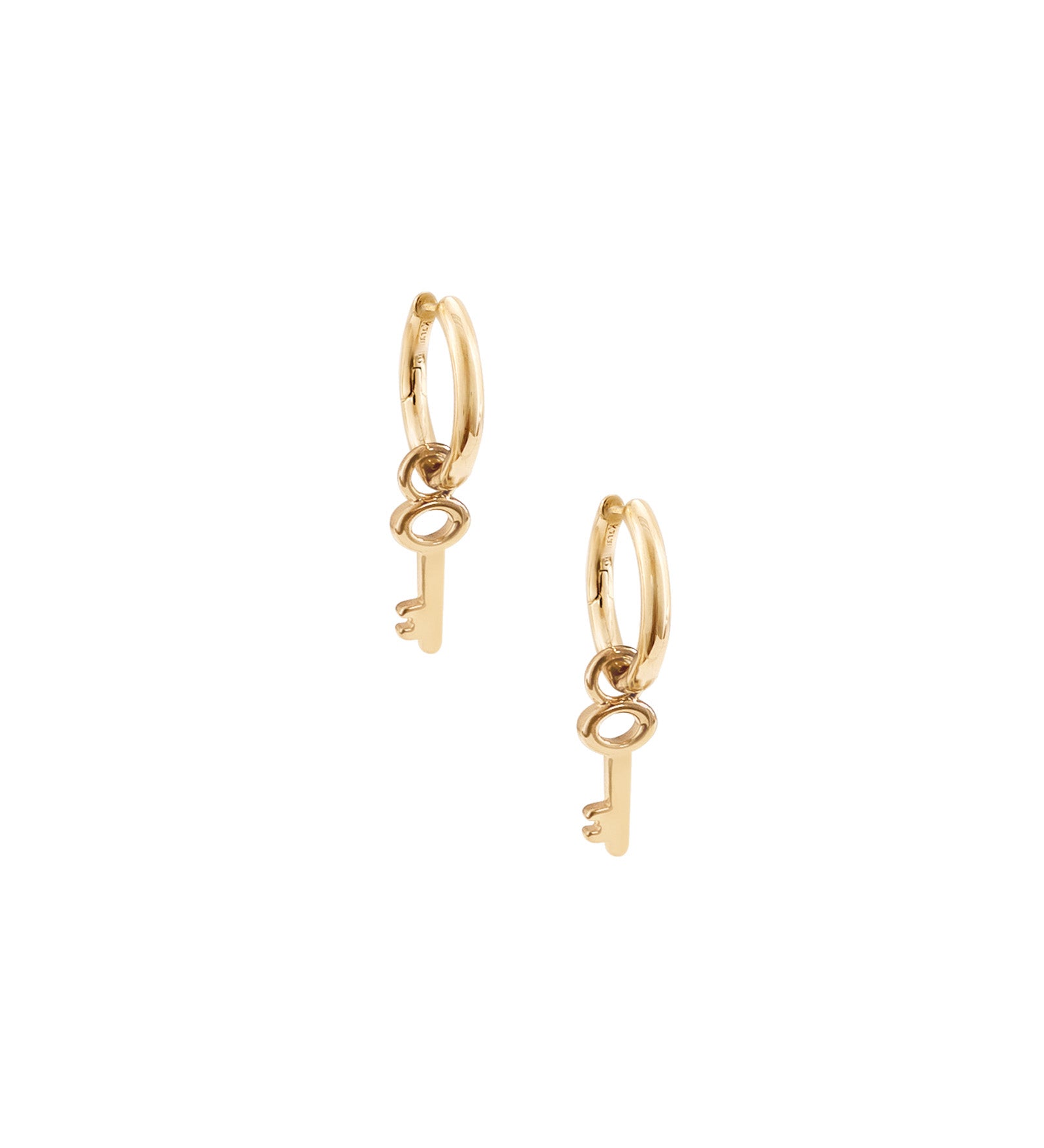 Kara Yoo-Key Charm Hoops-Earrings-14k Gold Plated-Blue Ruby Jewellery-Vancouver Canada