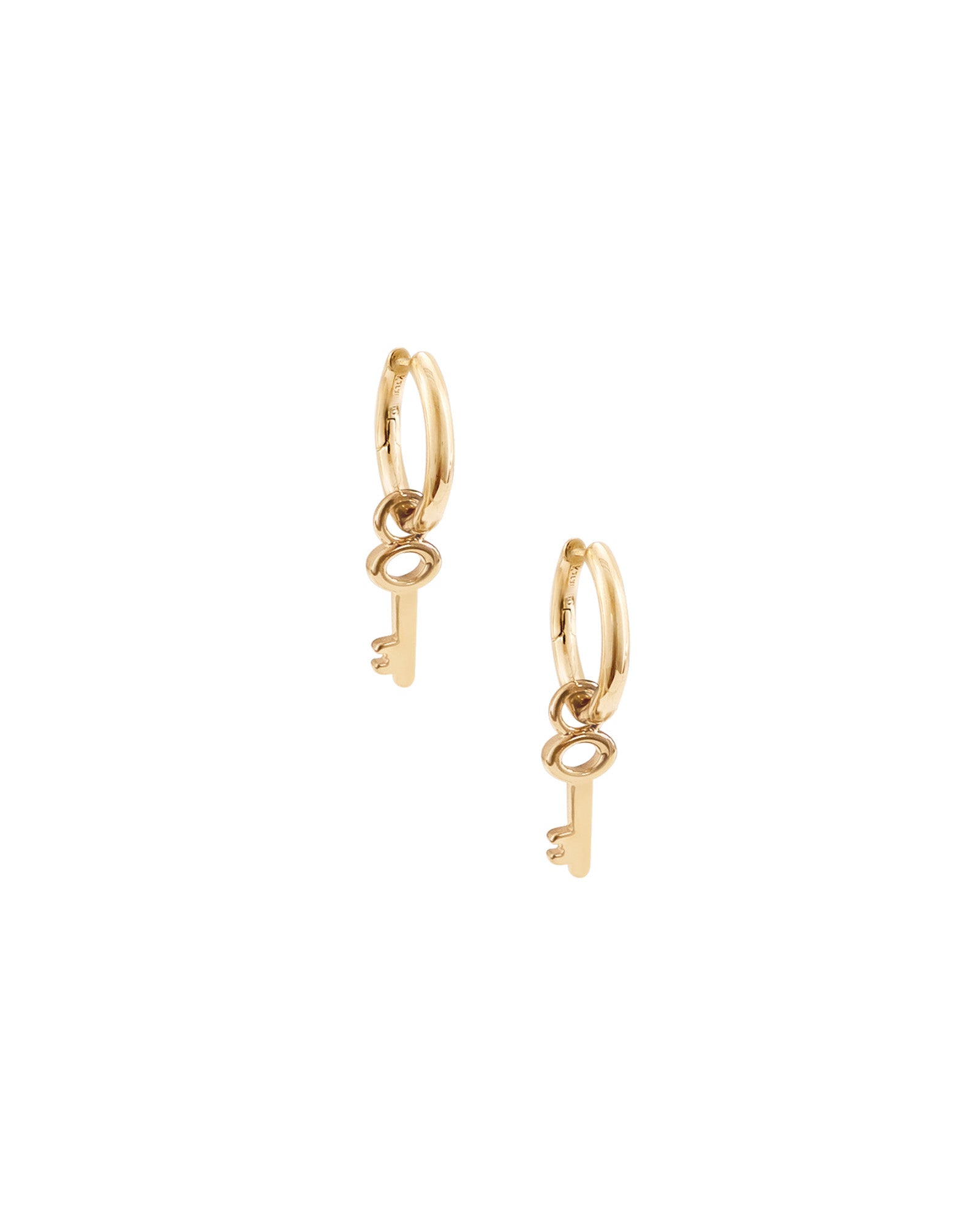 Kara Yoo-Key Charm Hoops-Earrings-14k Gold Plated-Blue Ruby Jewellery-Vancouver Canada