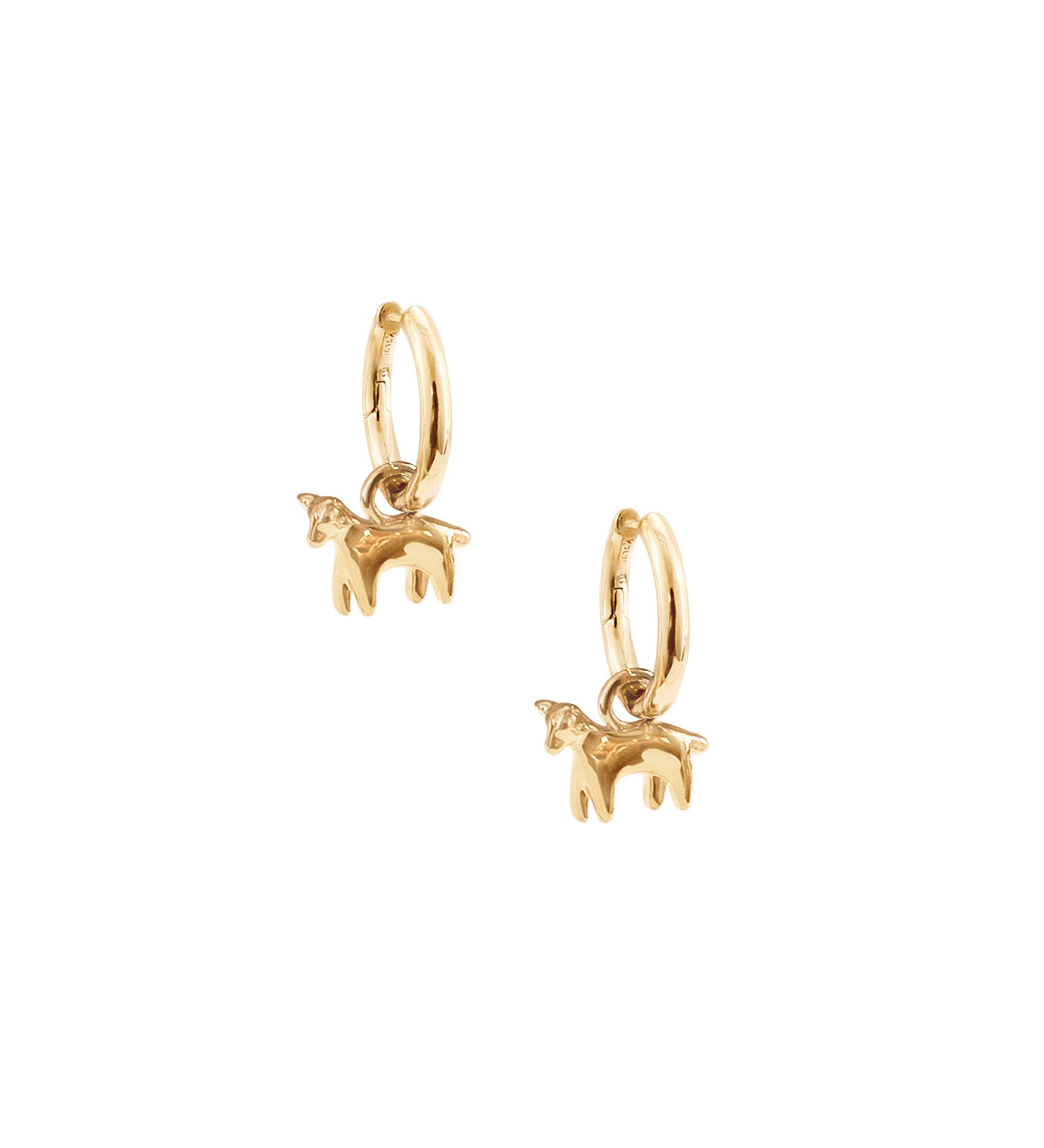 Kara Yoo-Lamb Charm Hoops-Earrings-14k Gold Plated-Blue Ruby Jewellery-Vancouver Canada