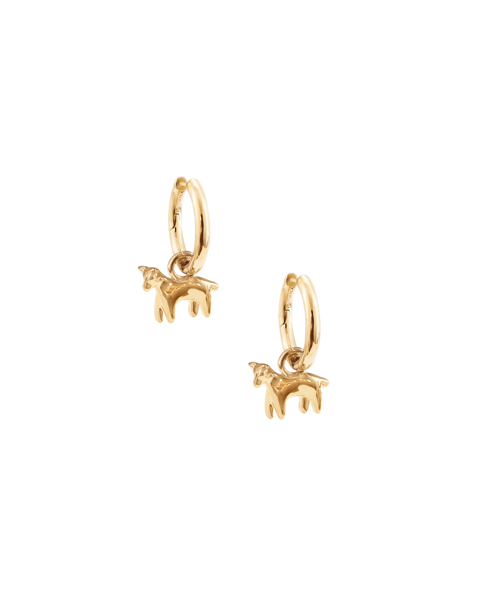 Kara Yoo-Lamb Charm Hoops-Earrings-14k Gold Plated-Blue Ruby Jewellery-Vancouver Canada