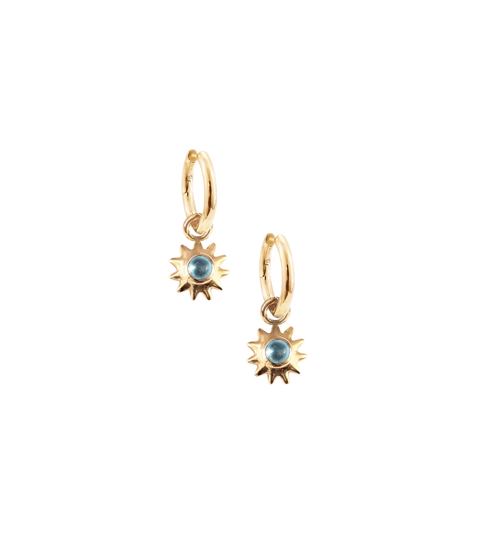 Kara Yoo-Alba Charm Hoops-Earrings-14k Gold Plated, Cubic Zirconia-Blue Ruby Jewellery-Vancouver Canada
