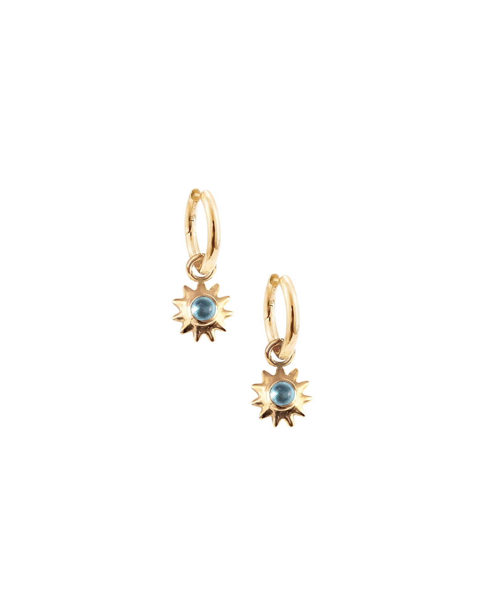 Kara Yoo-Alba Charm Hoops-Earrings-14k Gold Plated, Cubic Zirconia-Blue Ruby Jewellery-Vancouver Canada