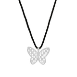Kara Yoo-Mirelle Necklace-Necklaces-Silver Plated, Cord-Blue Ruby Jewellery-Vancouver Canada