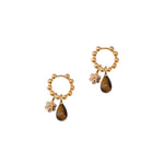 Kara Yoo-Sera Charm Hoops-Earrings-14k Gold Plated, Tiger's Eye-Blue Ruby Jewellery-Vancouver Canada