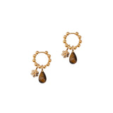 Kara Yoo-Sera Charm Hoops-Earrings-14k Gold Plated, Tiger's Eye-Blue Ruby Jewellery-Vancouver Canada