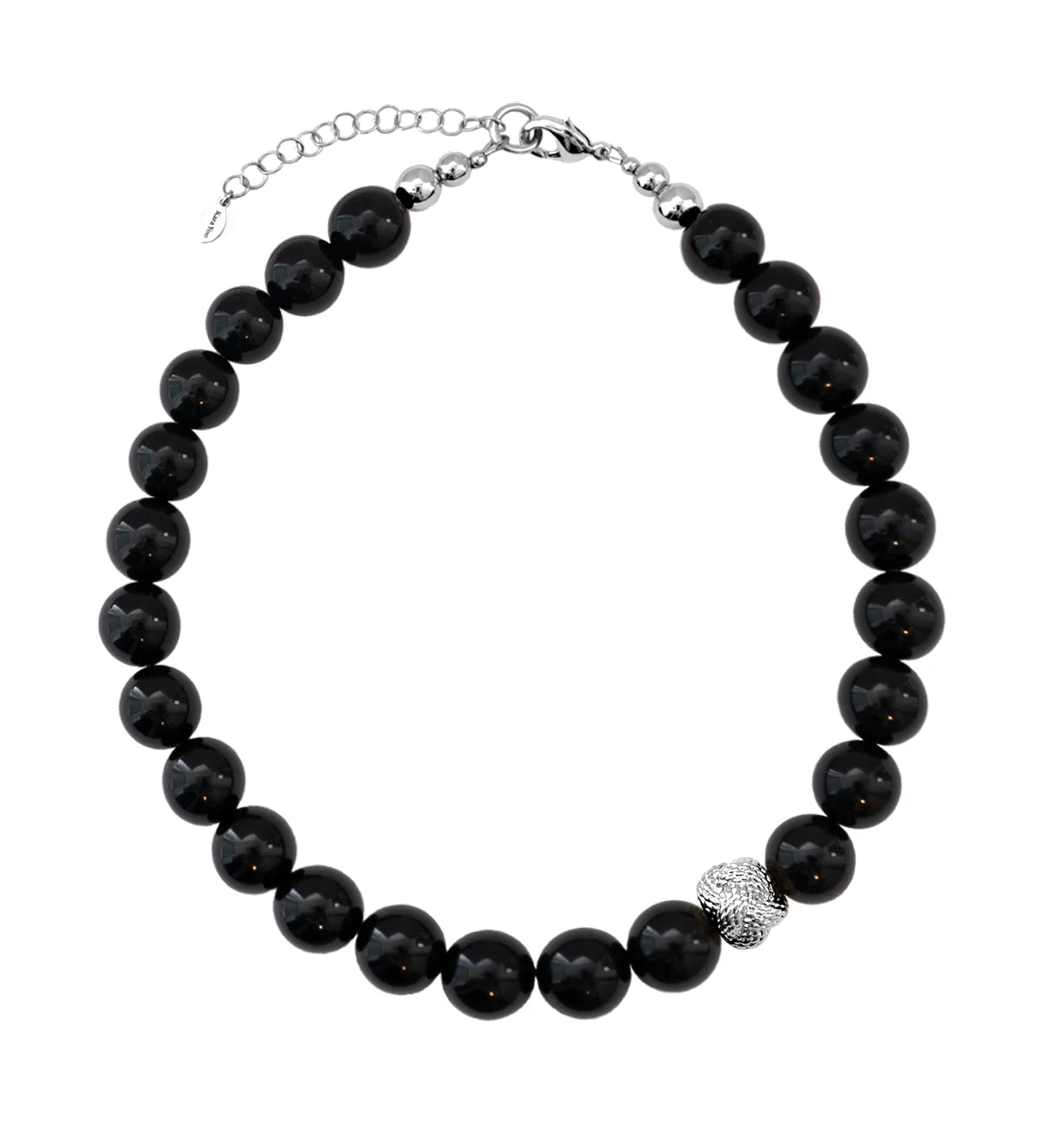 Kara Yoo-Jisu Necklace | Black Onyx-Necklaces-Silver Plated, Onyx-Blue Ruby Jewellery-Vancouver Canada