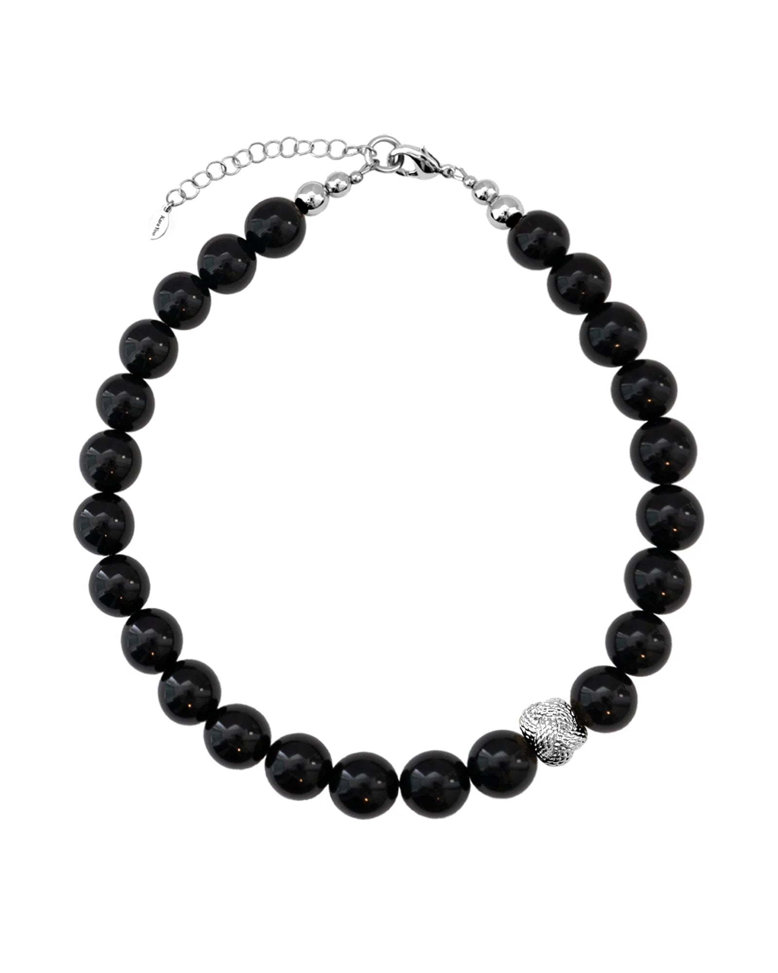 Kara Yoo-Jisu Necklace | Black Onyx-Necklaces-Silver Plated, Onyx-Blue Ruby Jewellery-Vancouver Canada
