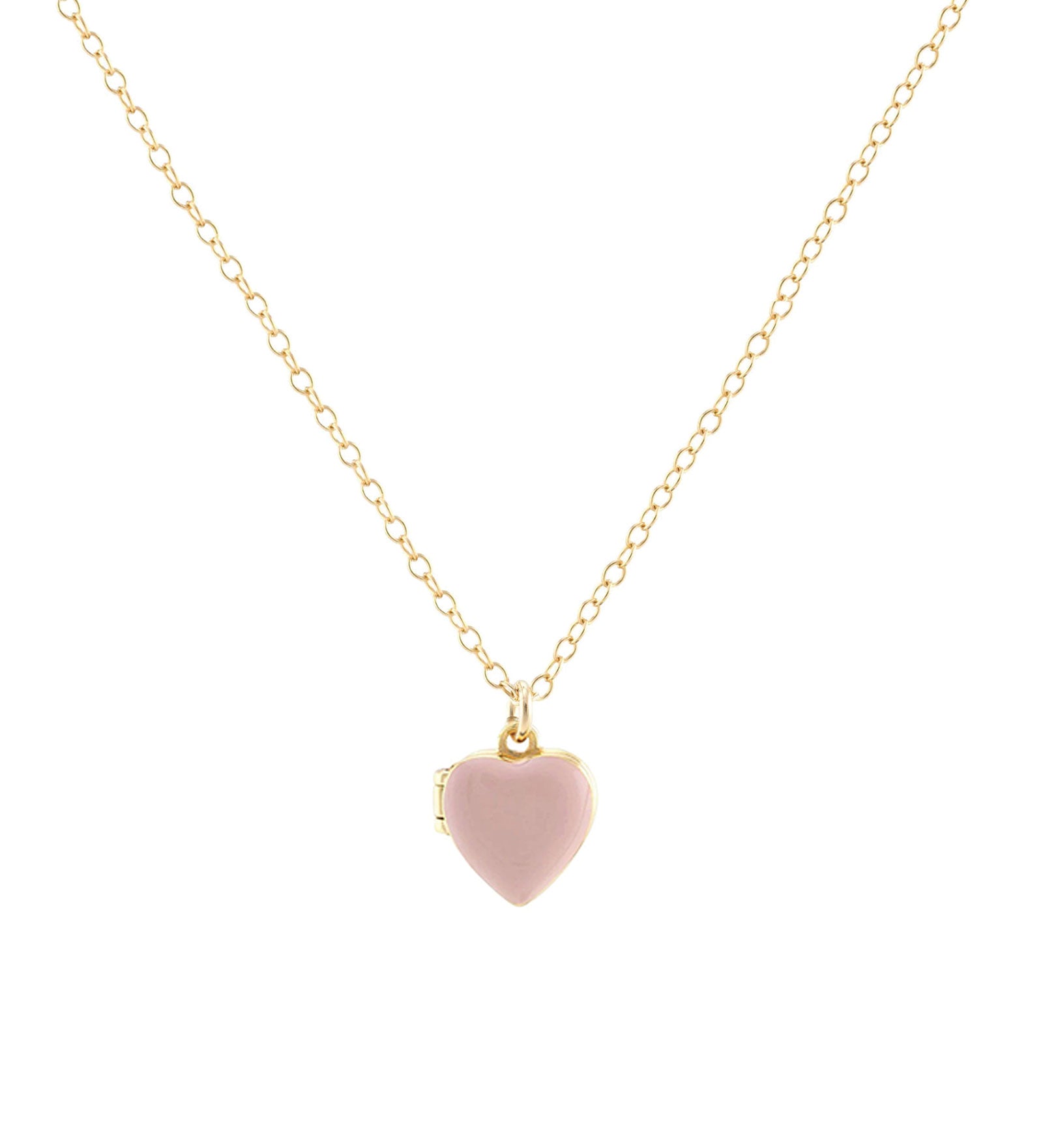 Kris Nations-Enamel Heart Locket-Necklaces-18k Gold Vermeil, Pink Enamel-Blue Ruby Jewellery-Vancouver Canada