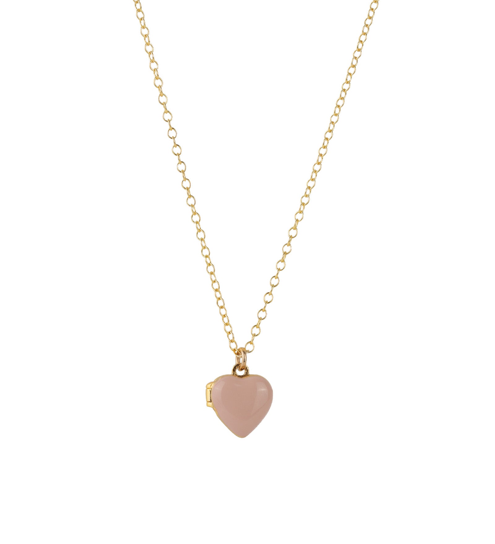 Kris Nations-Enamel Heart Locket-Necklaces-18k Gold Vermeil, Pink Enamel-Blue Ruby Jewellery-Vancouver Canada