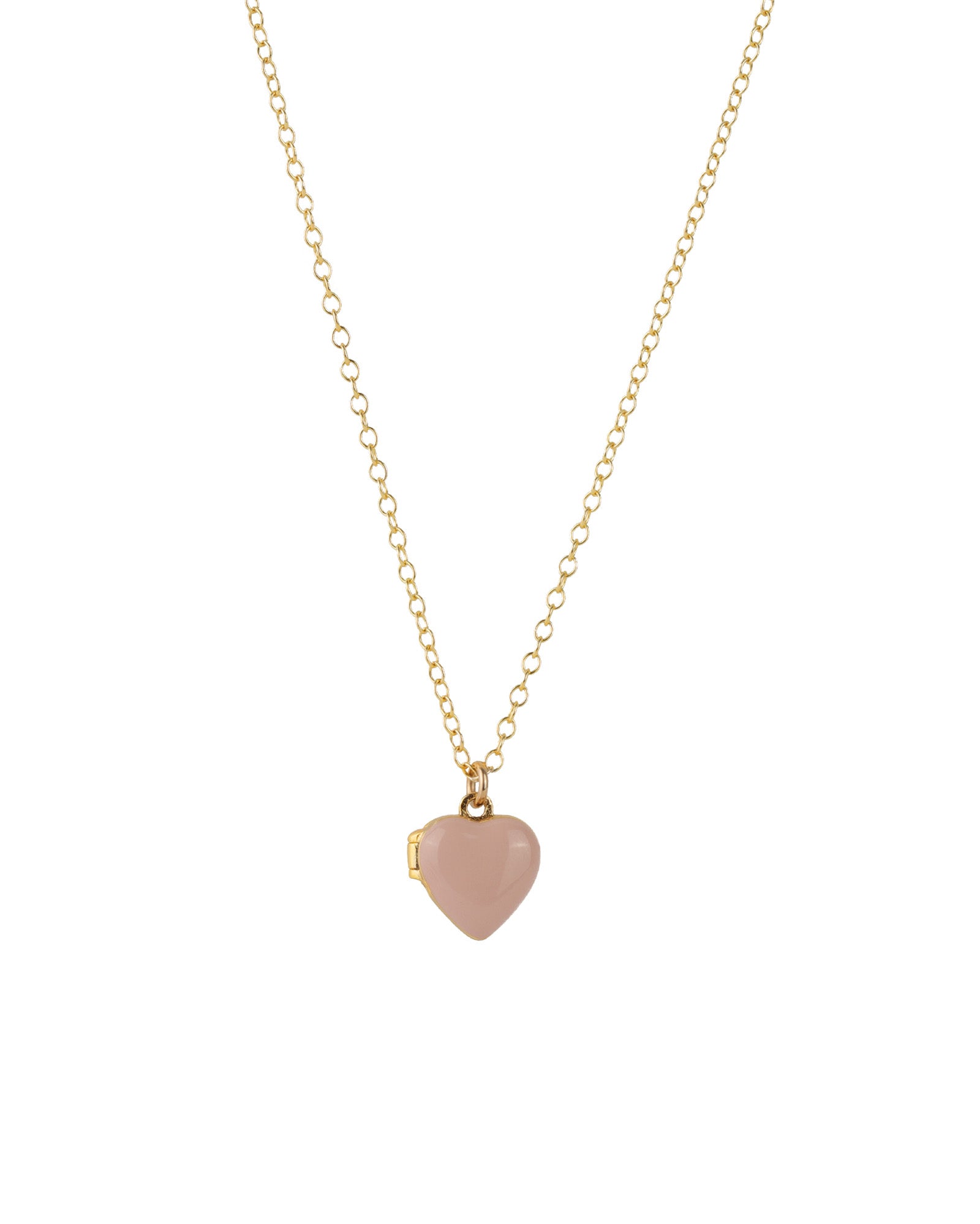 Kris Nations-Enamel Heart Locket-Necklaces-18k Gold Vermeil, Pink Enamel-Blue Ruby Jewellery-Vancouver Canada