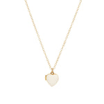 Kris Nations-Enamel Heart Locket-Necklaces-18k Gold Vermeil, White Enamel-Blue Ruby Jewellery-Vancouver Canada