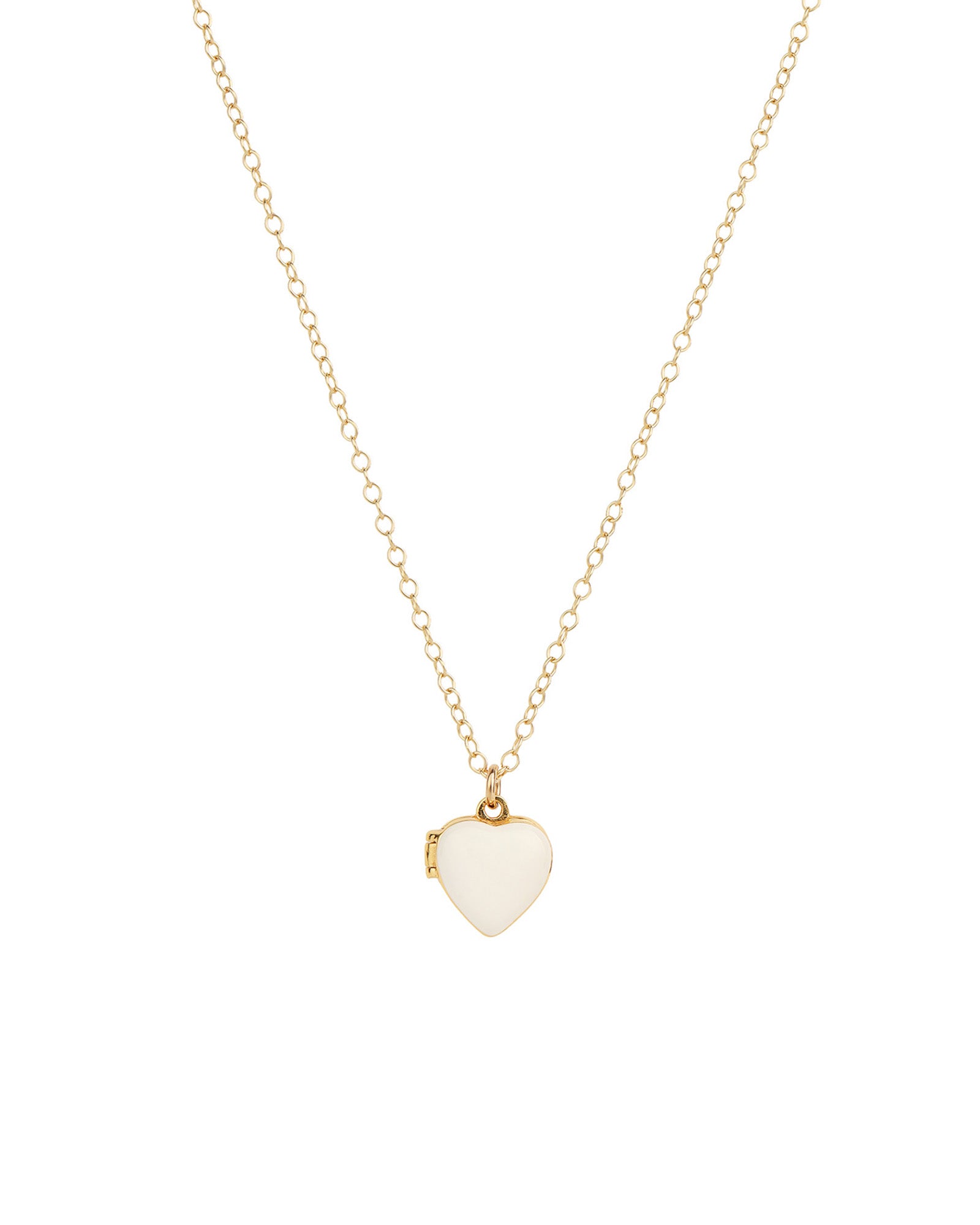 Kris Nations-Enamel Heart Locket-Necklaces-18k Gold Vermeil, White Enamel-Blue Ruby Jewellery-Vancouver Canada