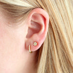 Daisy Single CZ Studs 18k Gold Vermeil, Cubic Zirconia