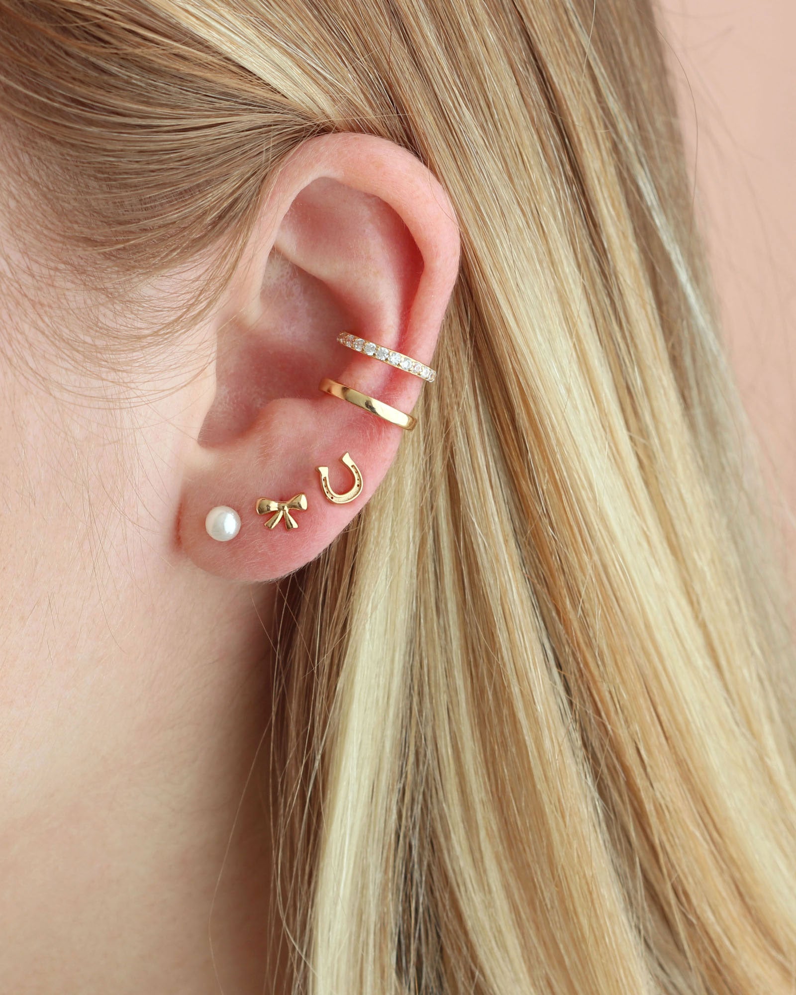 Kris Nations-Horseshoe Studs-Earrings-18k Gold Vermeil-Blue Ruby Jewellery-Vancouver Canada