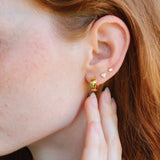 Opal Heart Stud Earrings 18k Gold Vermeil, Opal