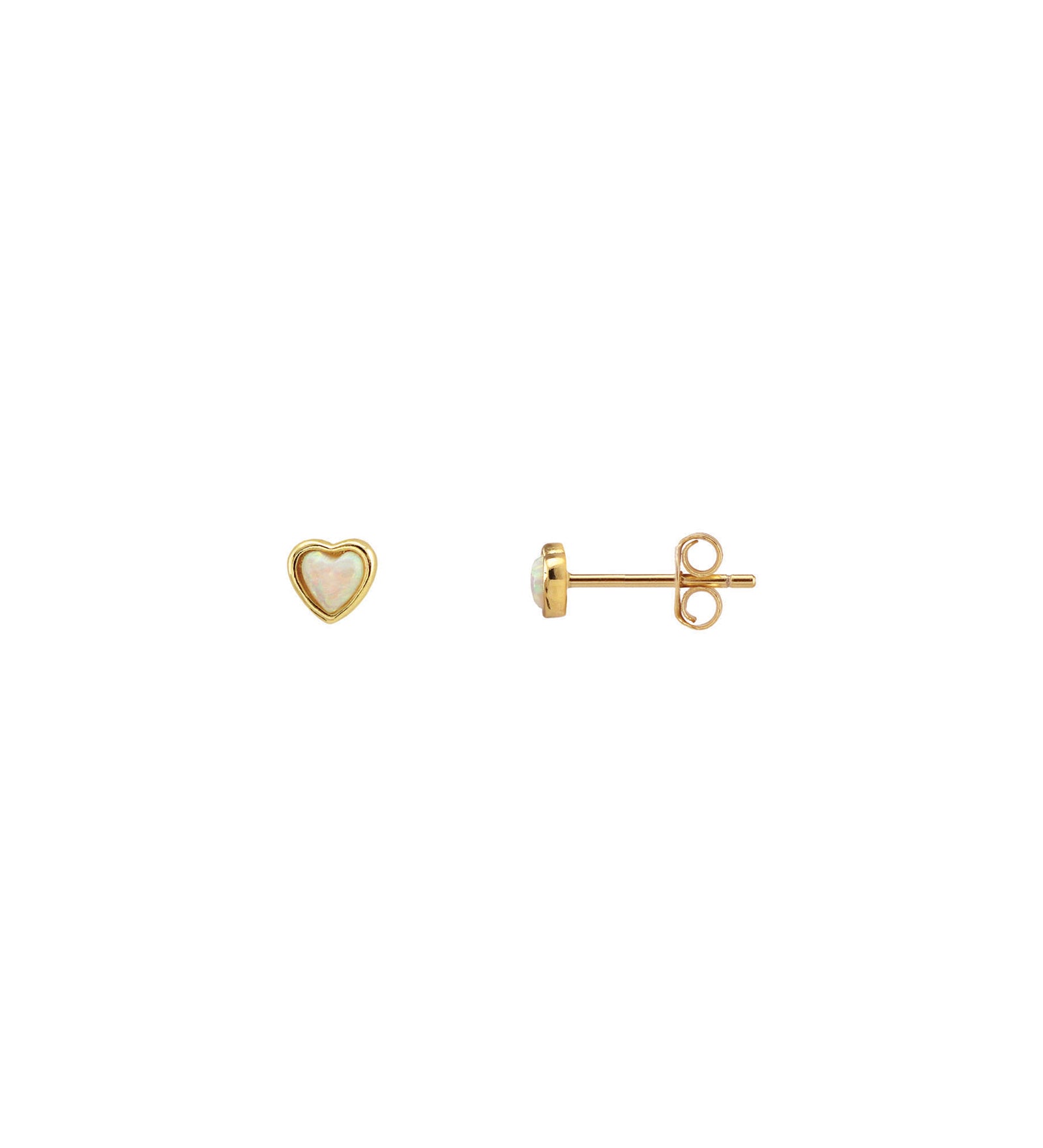 Opal Heart Stud Earrings 18k Gold Vermeil, Opal