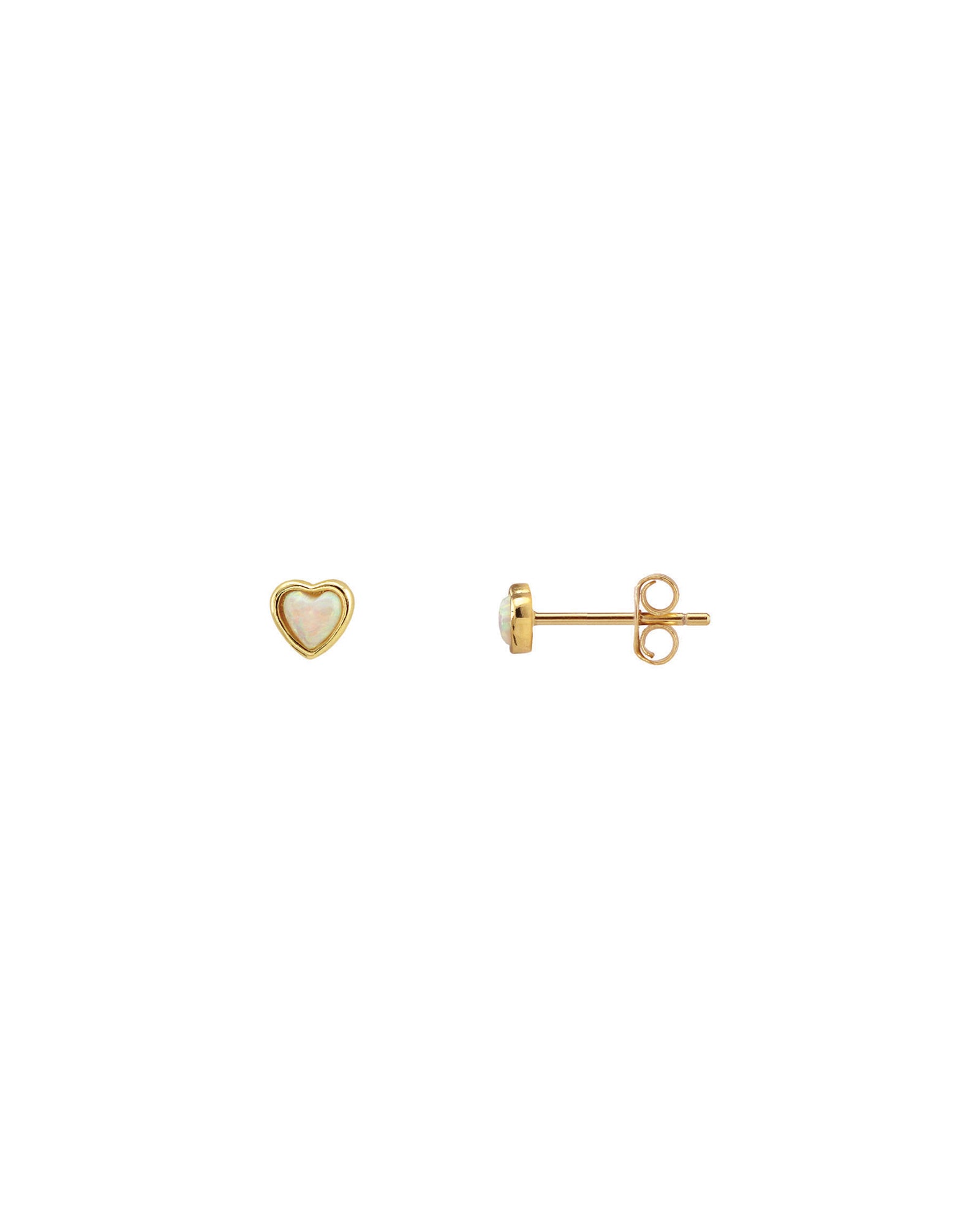 Opal Heart Stud Earrings 18k Gold Vermeil, Opal