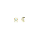 Kris Nations-Opal Star Moon Stud Earrings-Earrings-Blue Ruby Jewellery-Vancouver Canada