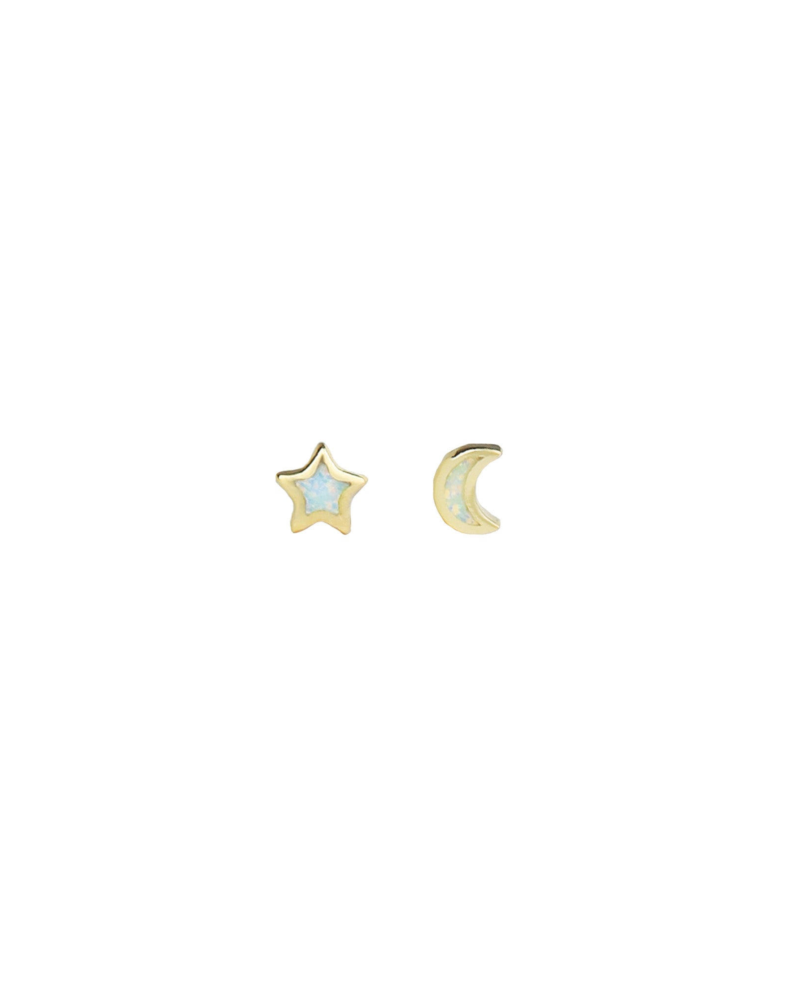 Kris Nations-Opal Star Moon Stud Earrings-Earrings-Blue Ruby Jewellery-Vancouver Canada