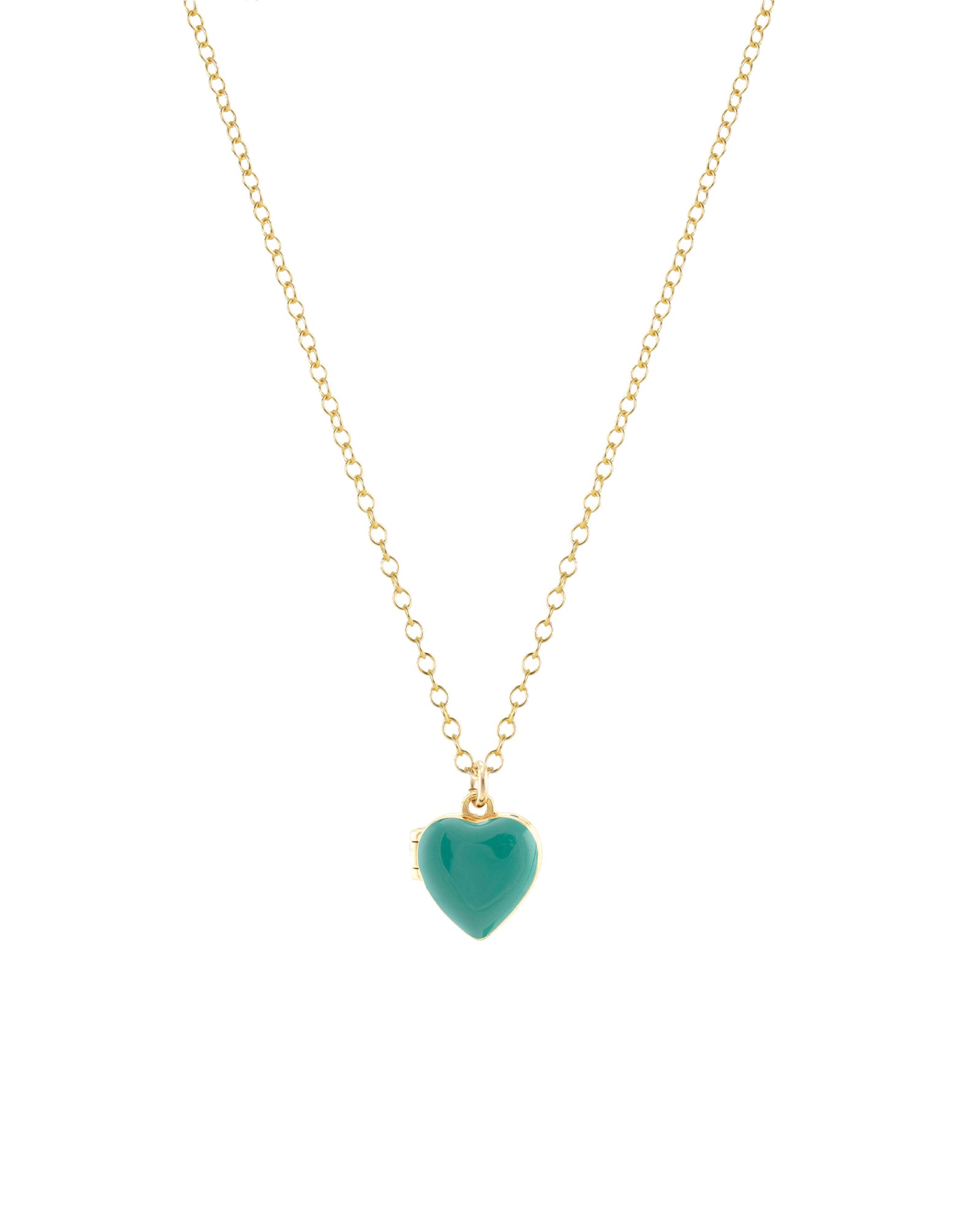 Kris Nations-Enamel Heart Locket-Necklaces-18k Gold Vermeil, Turquoise Enamel-Blue Ruby Jewellery-Vancouver Canada