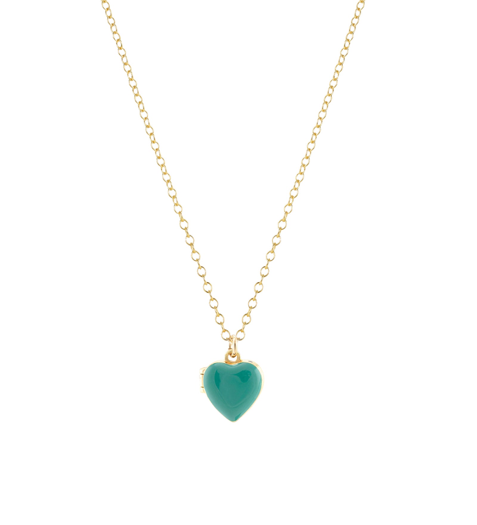 Kris Nations-Enamel Heart Locket-Necklaces-18k Gold Vermeil, Turquoise Enamel-Blue Ruby Jewellery-Vancouver Canada