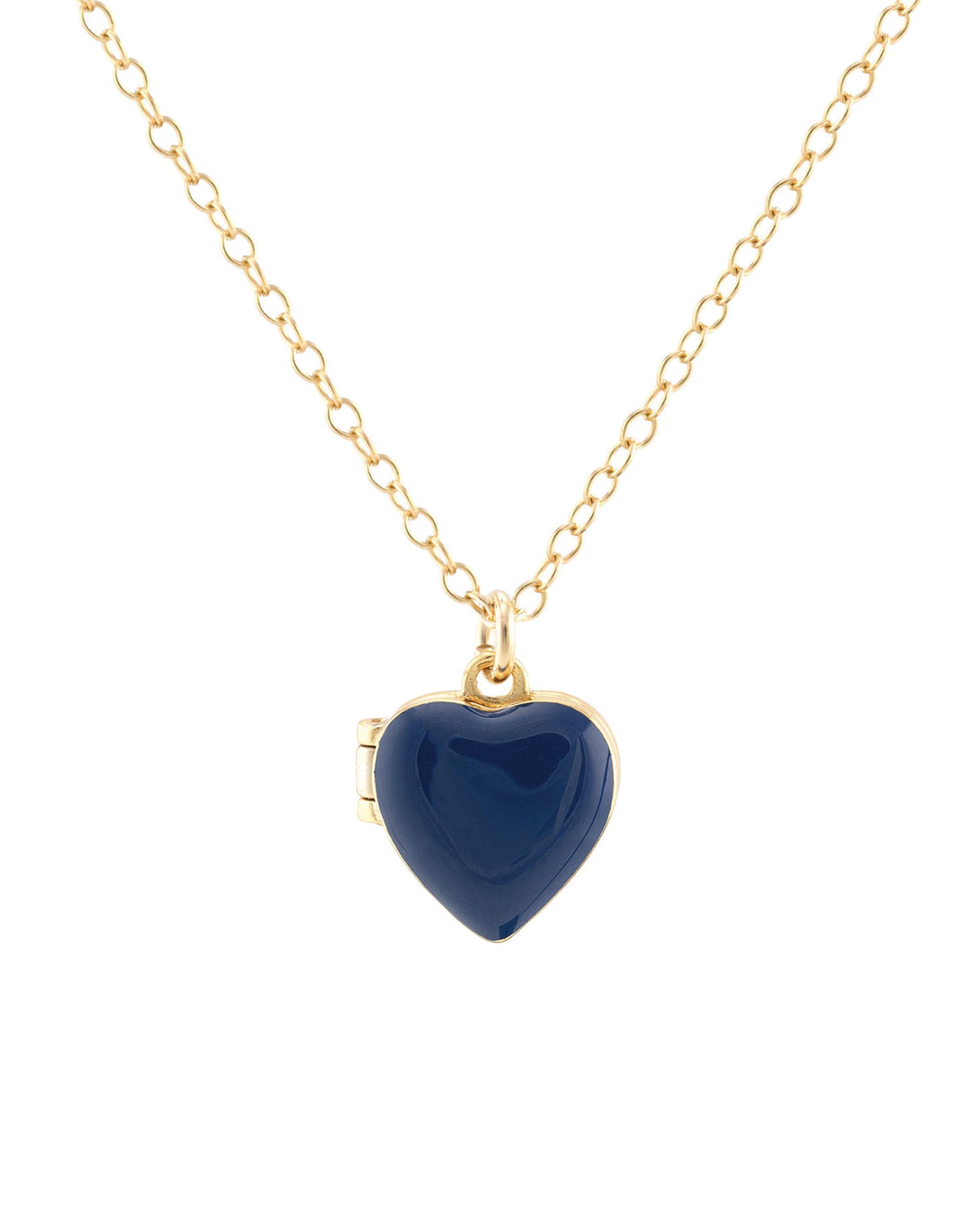 Heart Locket 18k Gold Vermeil, Cobalt Enamel