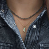 Abalone Lightning Bolt Charm Necklace 18k Gold Vermeil, Abalone