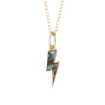 Abalone Lightning Bolt Charm Necklace 18k Gold Vermeil, Abalone