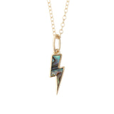 Abalone Lightning Bolt Charm Necklace 18k Gold Vermeil, Abalone