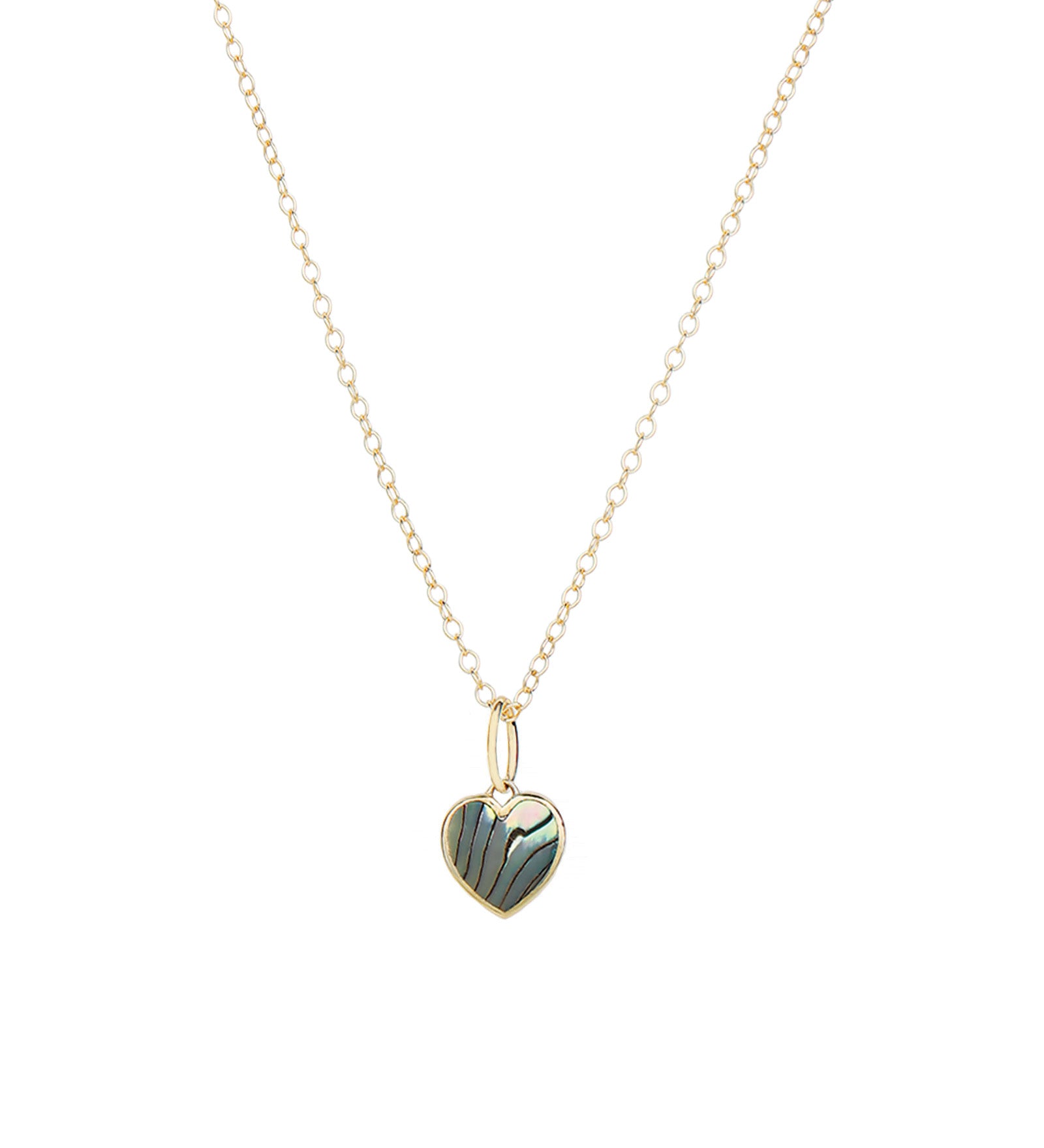 Kris Nations-Abalone Heart Charm Necklace-Necklaces-18k Gold Vermeil, Abalone-Blue Ruby Jewellery-Vancouver Canada