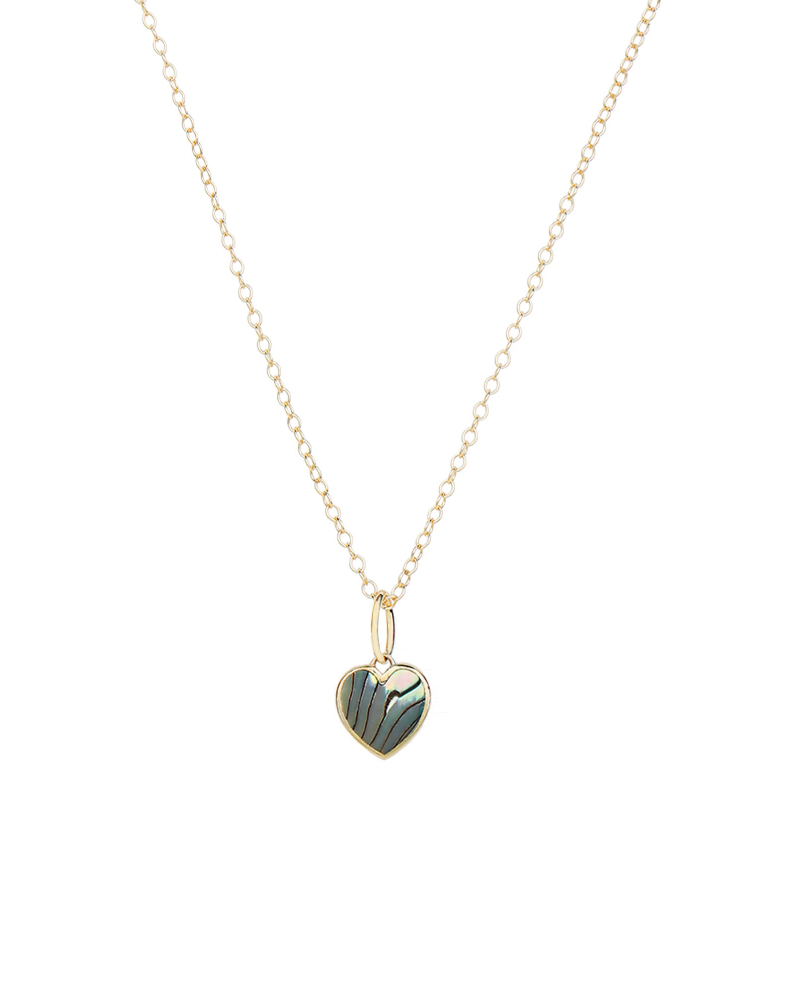 Kris Nations-Abalone Heart Charm Necklace-Necklaces-18k Gold Vermeil, Abalone-Blue Ruby Jewellery-Vancouver Canada
