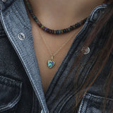 Abalone Heart Charm Necklace 18k Gold Vermeil, Abalone