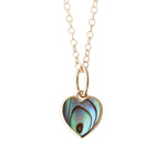 Abalone Heart Charm Necklace 18k Gold Vermeil, Abalone