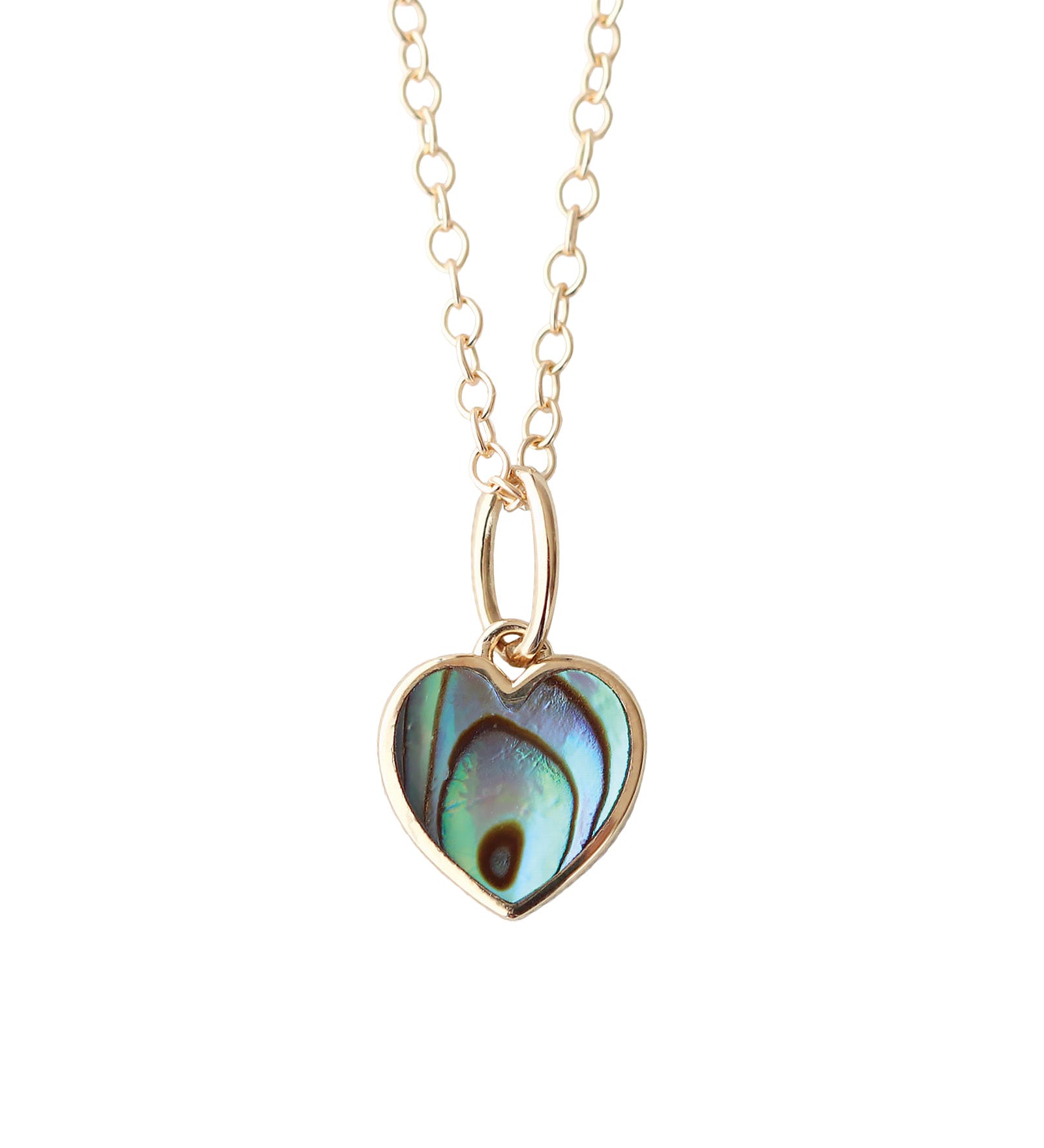 Abalone Heart Charm Necklace 18k Gold Vermeil, Abalone