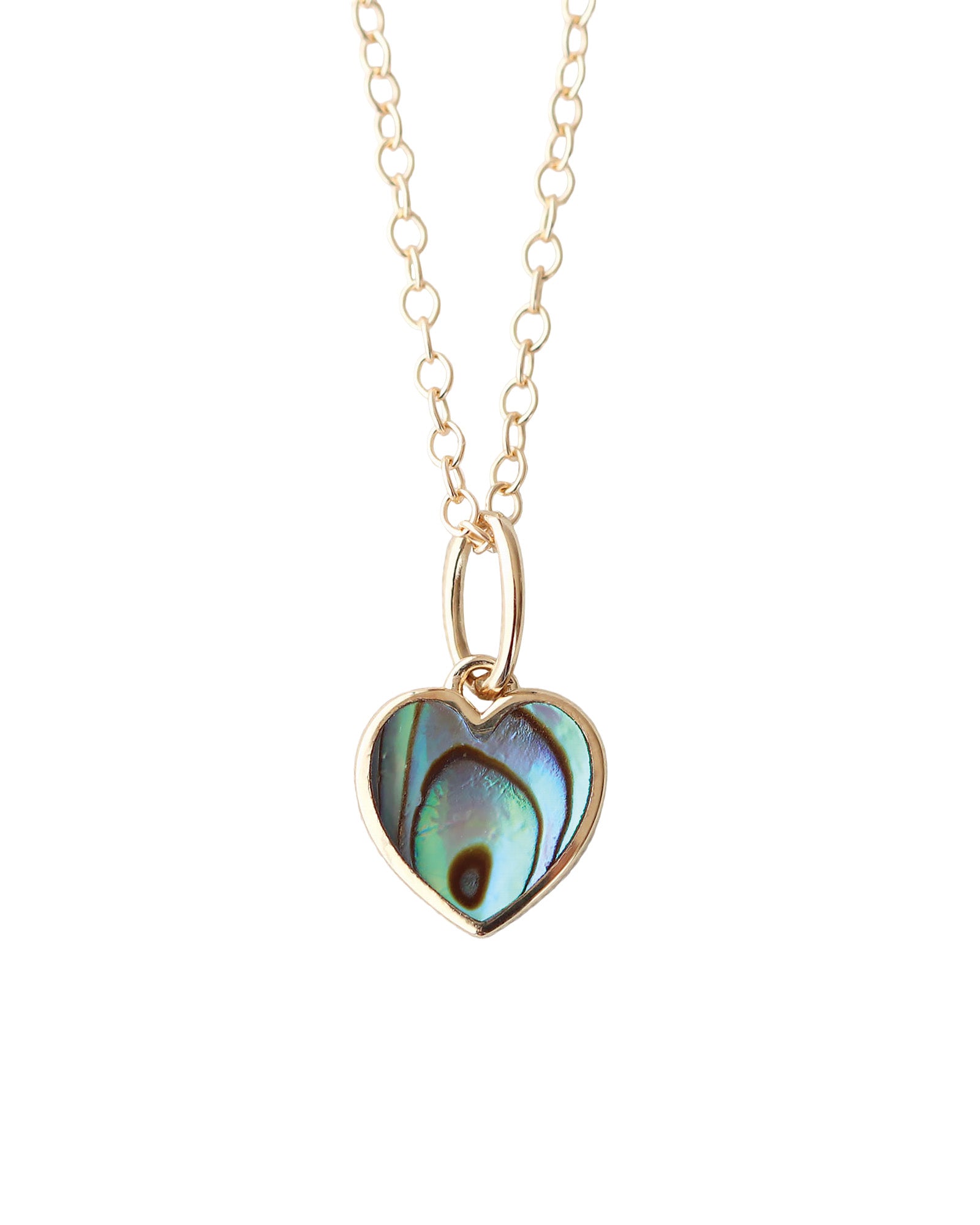 Abalone Heart Charm Necklace 18k Gold Vermeil, Abalone