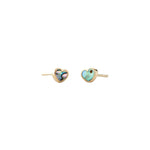 Abalone Heart Stud Earrings 18k Gold Vermeil, Abalone
