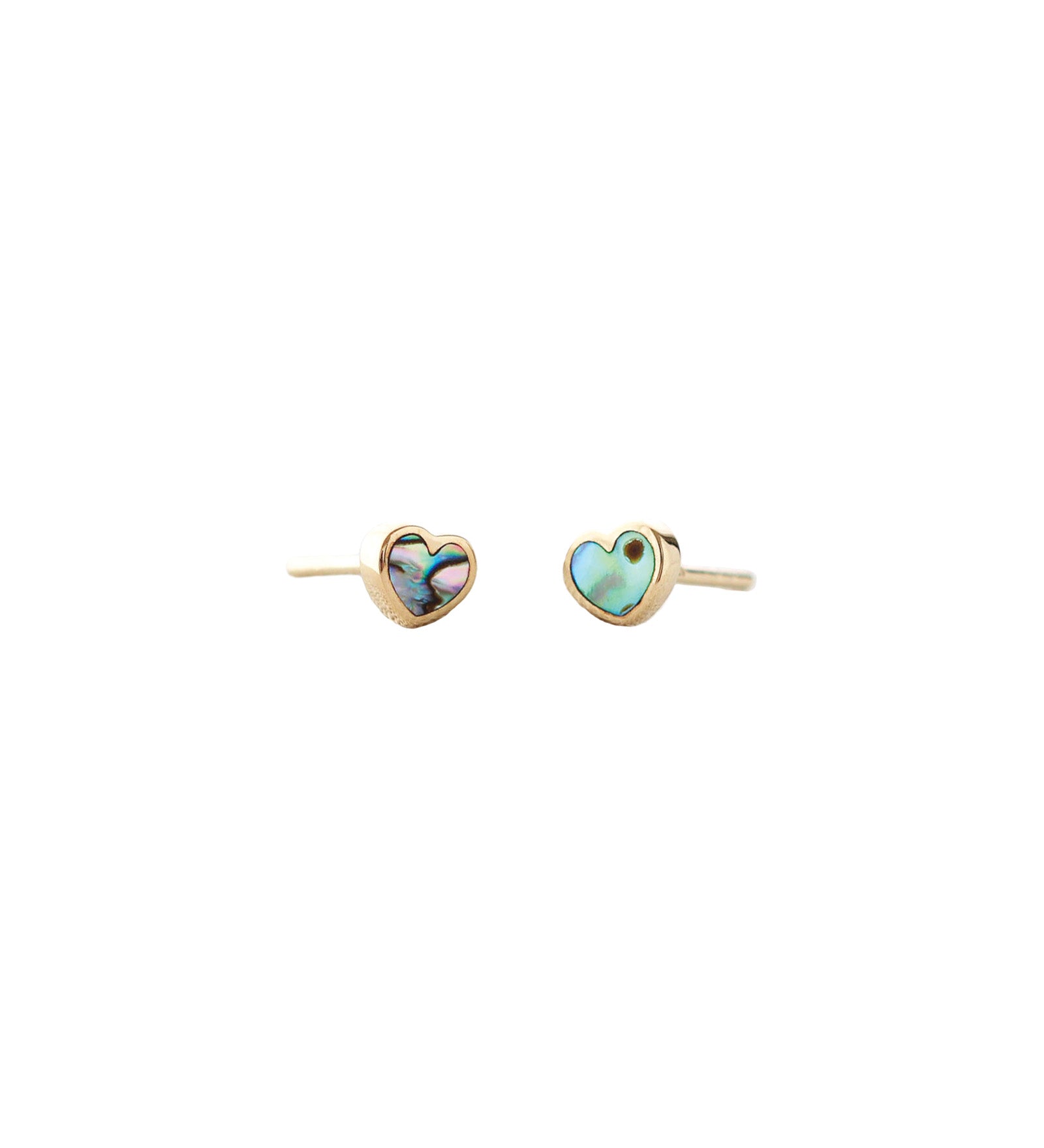 Abalone Heart Stud Earrings 18k Gold Vermeil, Abalone
