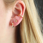 Seaside Spark Huggies 18k Gold Vermeil, Cubic Zirconia, Opal