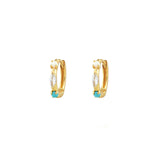 Seaside Spark Huggies 18k Gold Vermeil, Cubic Zirconia, Opal