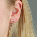 Shooting Star Stud Earrings 18k Gold Vermeil, Cubic Zirconia