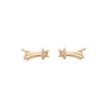 Shooting Star Stud Earrings 18k Gold Vermeil, Cubic Zirconia
