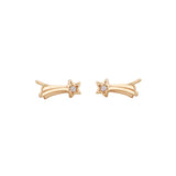 Shooting Star Stud Earrings 18k Gold Vermeil, Cubic Zirconia