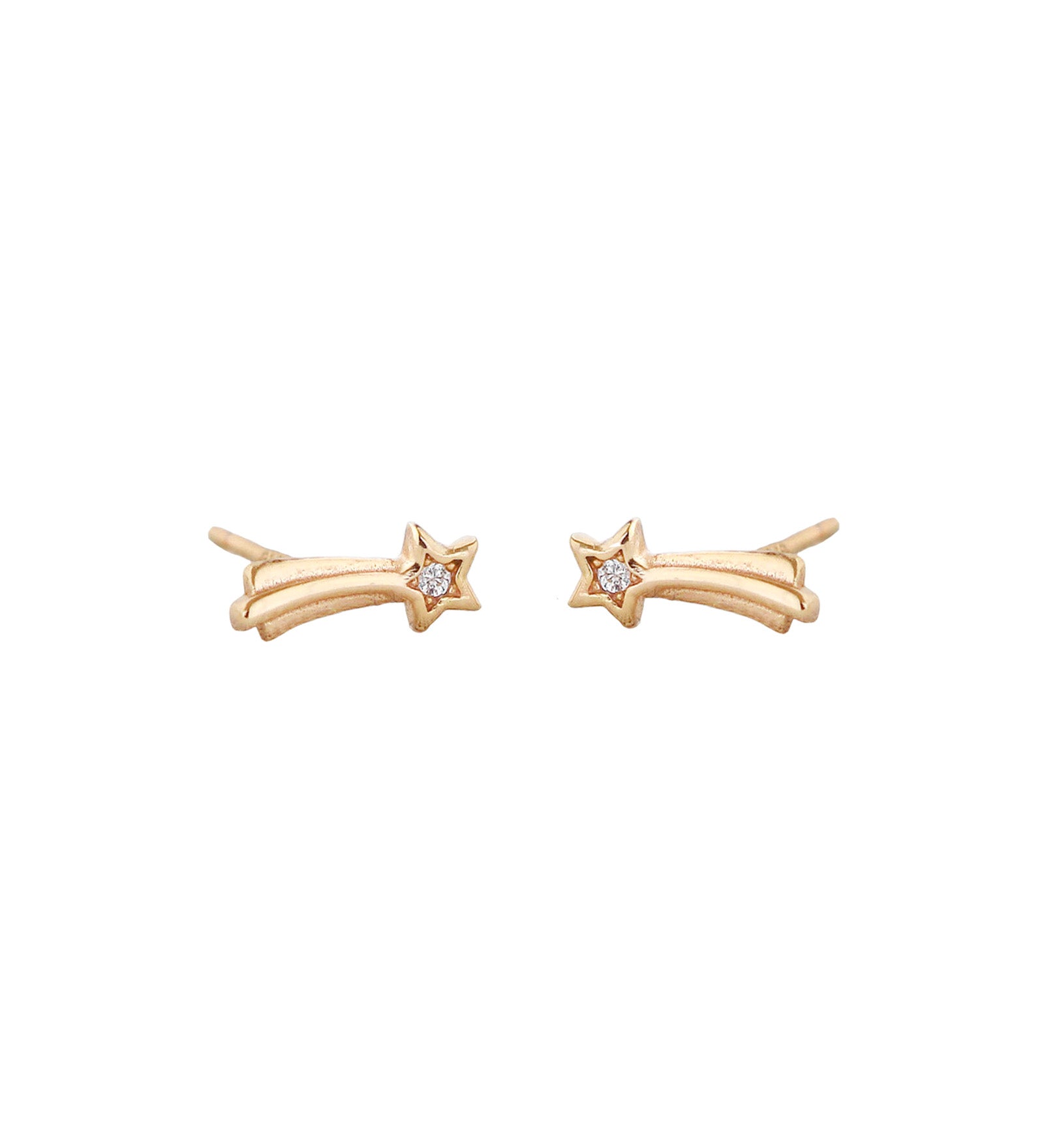 Shooting Star Stud Earrings 18k Gold Vermeil, Cubic Zirconia