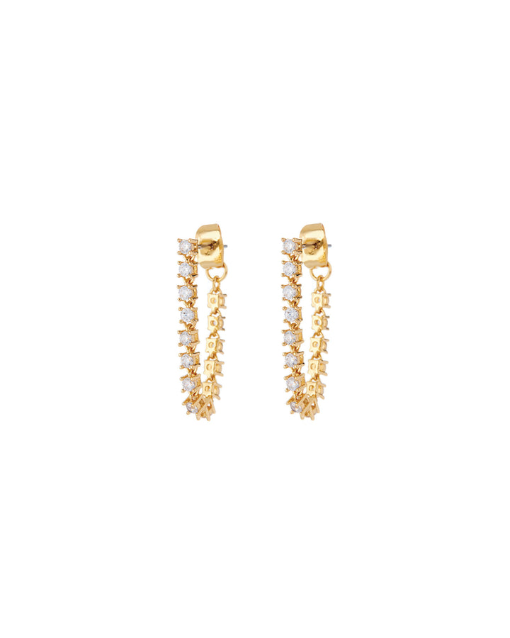Luv AJ-Ballier Chain Studs-Earrings-14k Gold Plated, Cubic Zirconia-Blue Ruby Jewellery-Vancouver Canada