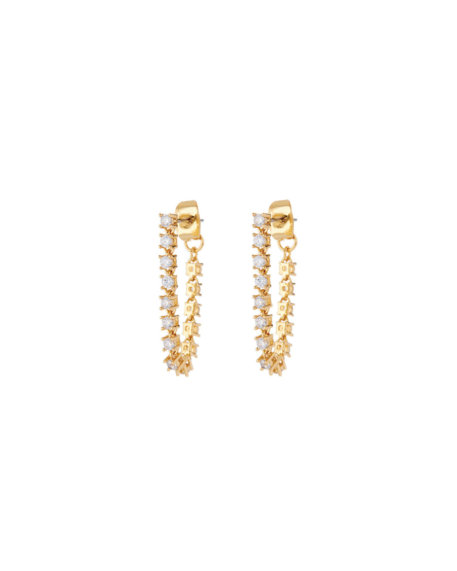 Luv AJ-Ballier Chain Studs-Earrings-14k Gold Plated, Cubic Zirconia-Blue Ruby Jewellery-Vancouver Canada