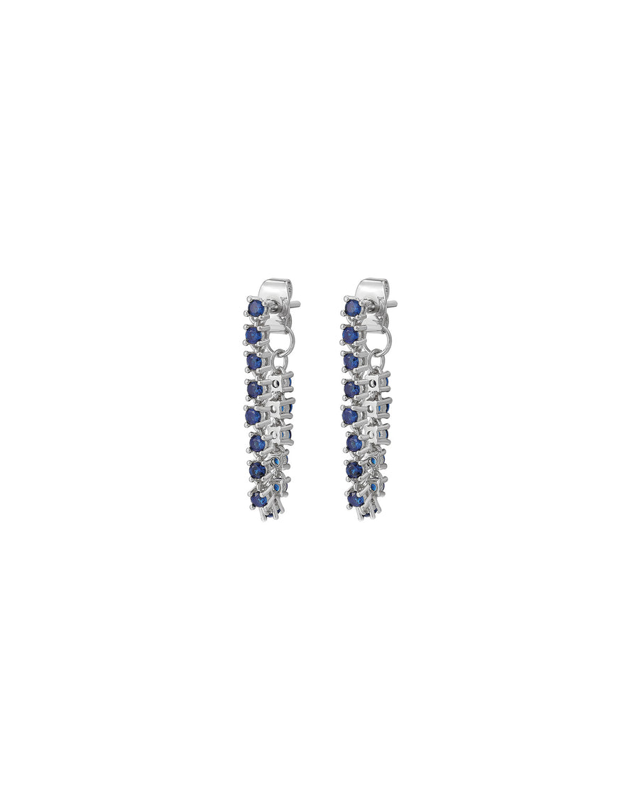 Luv AJ-Ballier Chain Studs-Earrings-Sterling Silver Plated, Blue Cubic Zerconia-Blue Ruby Jewellery-Vancouver Canada