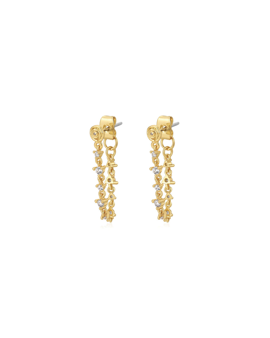 Luv AJ-Rosette Ballier Studs-Earrings-14k Gold Plated, Cubic Zirconia-Blue Ruby Jewellery-Vancouver Canada