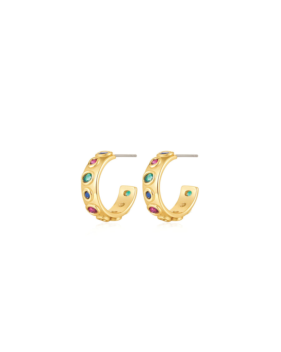 Luv AJ-The Royale Stone Hoops-Earrings-14k Gold Plated-Blue Ruby Jewellery-Vancouver Canada