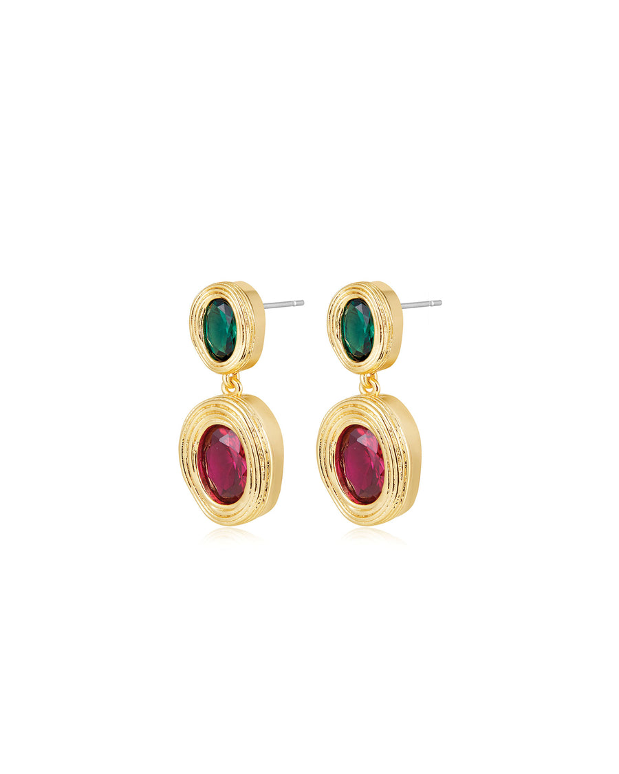 Luv AJ-The Royale Stone Drop Studs-Earrings-14k Gold Plated, Cubic Zirconia-Blue Ruby Jewellery-Vancouver Canada